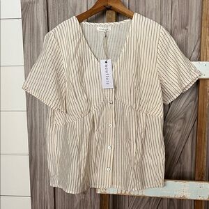 Neutra Women's Striped Beige Blouse
